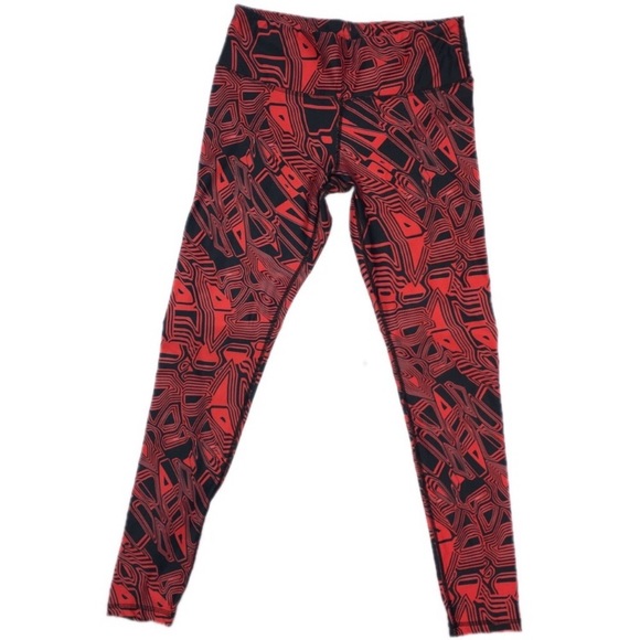 Noli Pants - Noli red black geometric leggings yoga tights